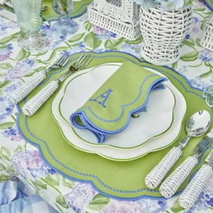 Hot Eloise Green And Blue Placemats & Napkins (Set Of 4) Table Linen Sets