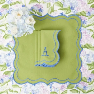 Hot Eloise Green And Blue Placemats & Napkins (Set Of 4) Table Linen Sets