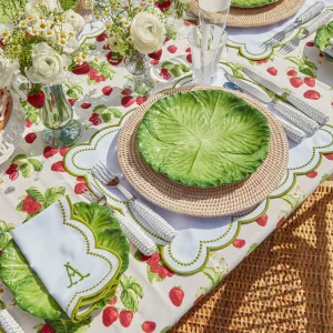 Fashion Elsa White & Green Napkins (Set Of 4) Table Linen Sets