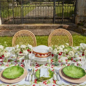 Fashion Elsa White & Green Napkins (Set Of 4) Table Linen Sets