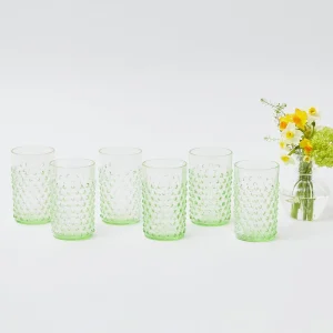 Clearance Emerald Hobnail Glasses (Set Of 6) Glasses