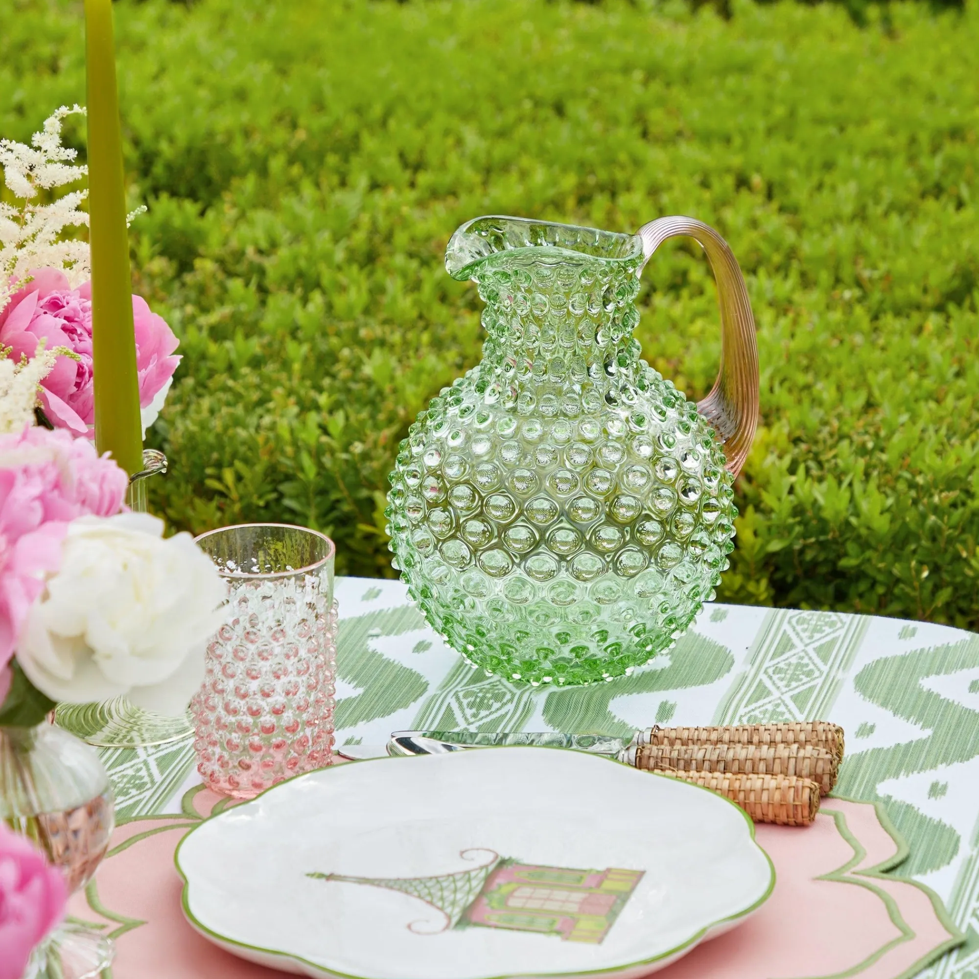 emerald_hobnail_jug__rose_1.webp Hot Emerald Hobnail Jug & Rose Handle Jugs