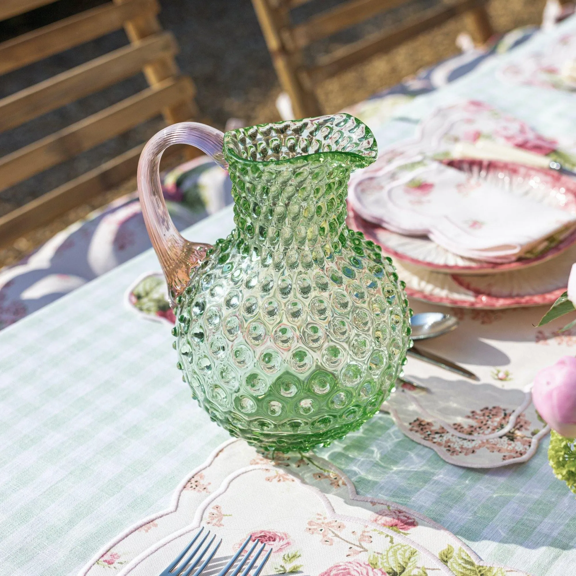 emerald_hobnail_jug__rose_11.webp Hot Emerald Hobnail Jug & Rose Handle Jugs