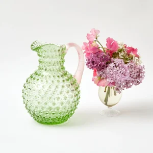 Hot Emerald Hobnail Jug & Rose Handle Jugs