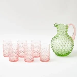 Hot Emerald Hobnail Jug & Rose Handle Jugs