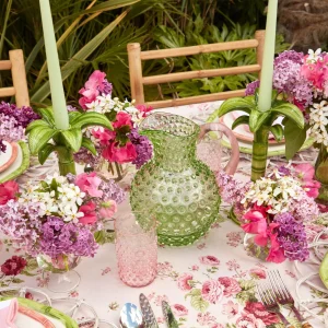 Hot Emerald Hobnail Jug & Rose Handle Jugs