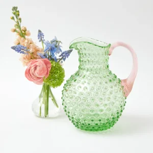 Outlet Emerald Hobnail Jug With Rose Handle & Glasses (Set Of 6) Jugs