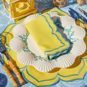 Best Sale Fleur Yellow Placemats & Napkins (Set Of 4) Table Linen Sets