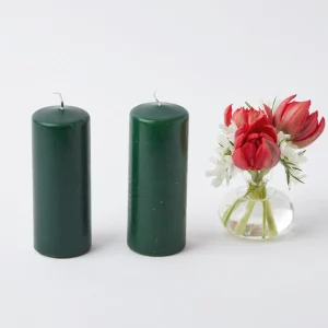 Fashion Forest Green Pillar Candles (Pair) Candles