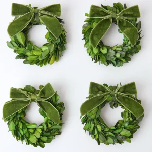 Online Forest Green Velvet Mini Bows (Set Of 4) Napkin Rings, Bows & Wreaths