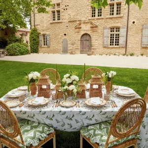 Store Frilled Green Ikat Seat Pad Cushion (Set Of 4) Cushions