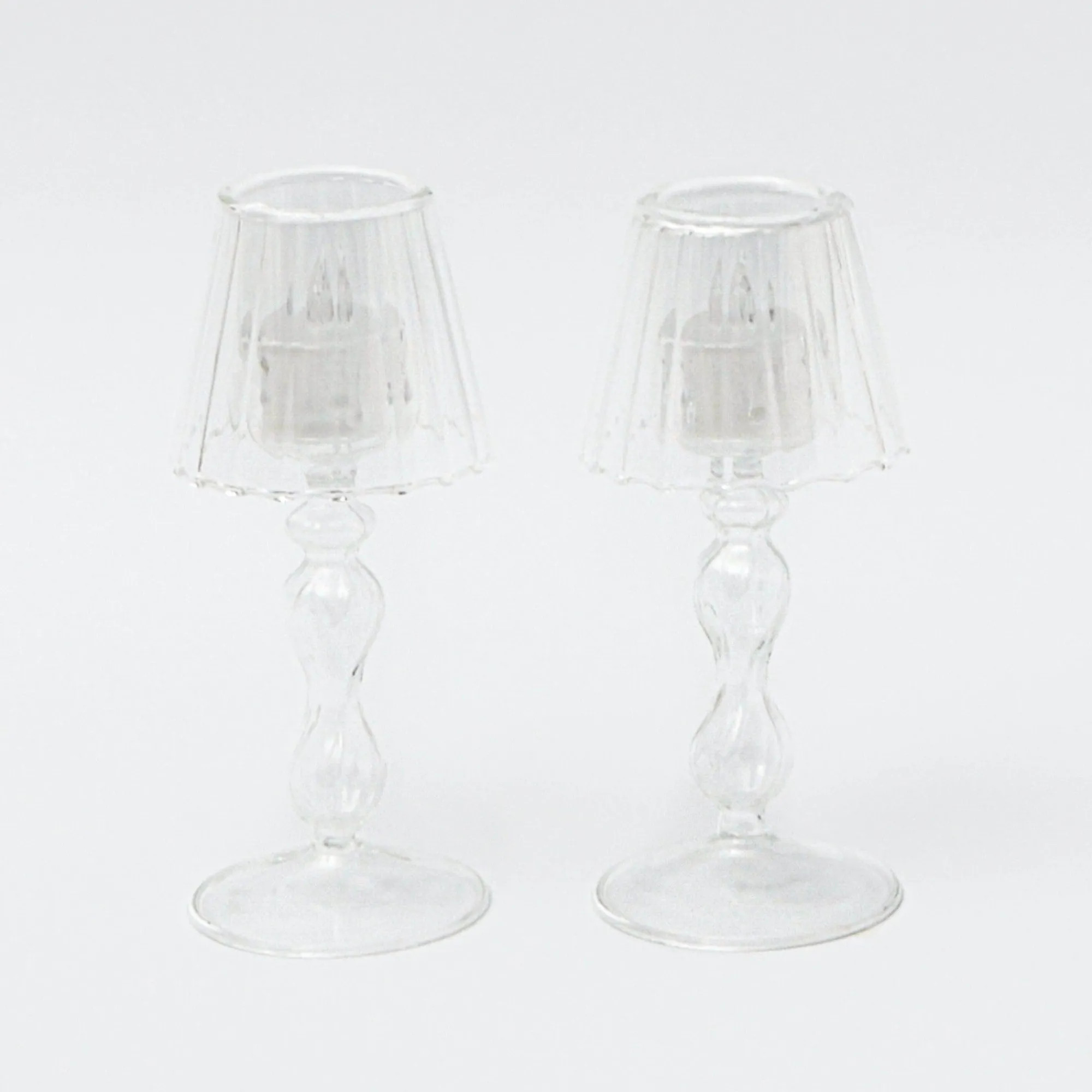glass_lantern_tea_light_h_0-1.webp Clearance Glass Lantern Tea Light Holder (Pair) - 18Cm Pagodas & Lanterns