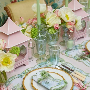 Online Green & White Rim Water Glasses (Set Of 4) Glasses