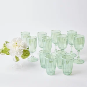 Online Green & White Rim Water Glasses (Set Of 4) Glasses