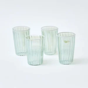 Online Green & White Rim Water Glasses (Set Of 4) Glasses