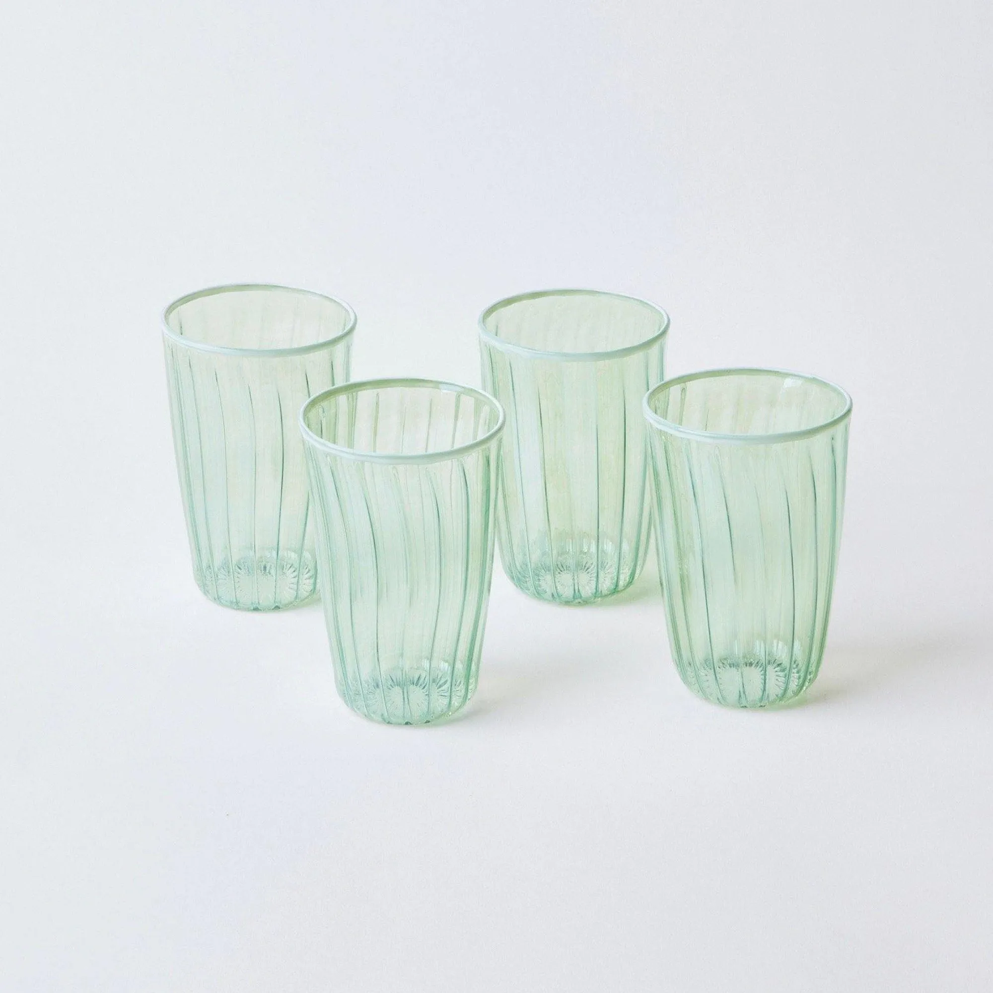 green__white_rim_water_gl_4.webp Online Green & White Rim Water Glasses (Set Of 4) Glasses