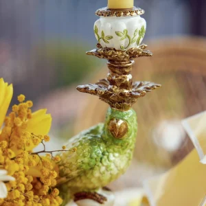 Clearance Green & Yellow Parrot Candlescape Candle Holders