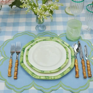 Best Sale Green Geometric Bamboo Starter Plate Starter Plates