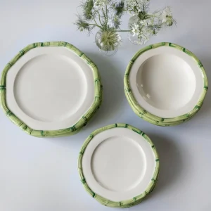 Shop Green Geometric Bamboo Starter Plate (Set Of 4) Starter Plates