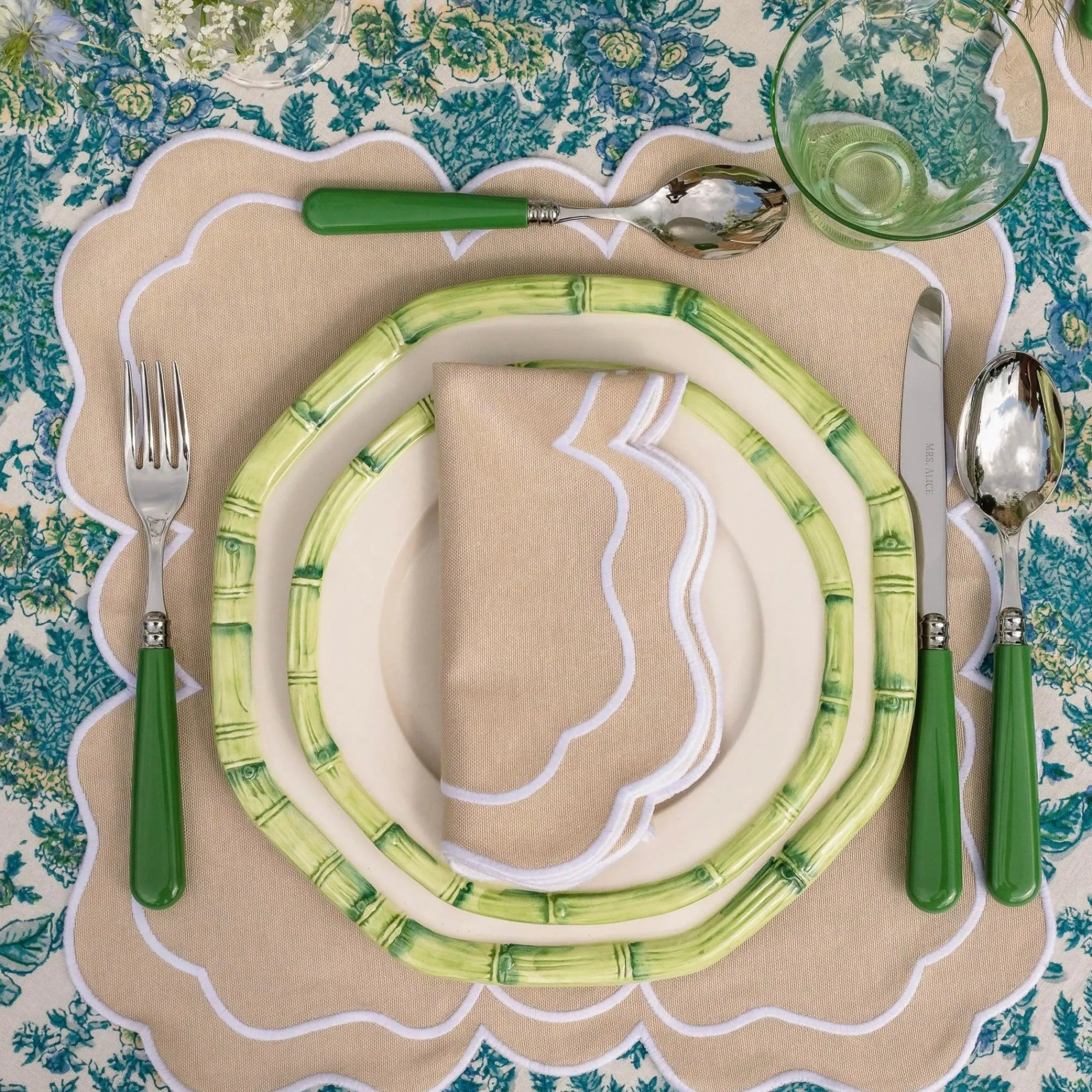 green_geometric_bamboo_st_14-1.webp Cheap Green Geometric Bamboo Starter Plate Bamboo Crockery