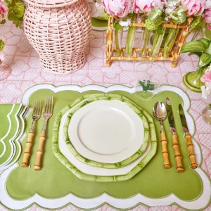 Shop Green Geometric Bamboo Starter Plate (Set Of 4) Starter Plates