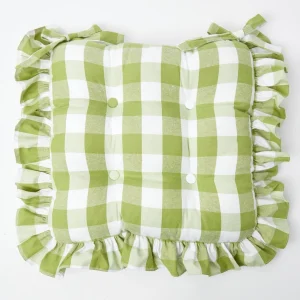 Fashion Green Gingham Ruffle Seat Pad Cushions (Set Of 4) Cushions