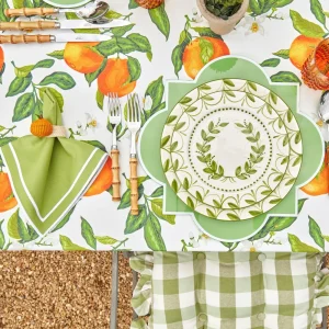 Fashion Green Gingham Ruffle Seat Pad Cushions (Set Of 4) Cushions