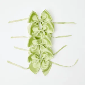 Clearance Green Saddle Stitch Napkin Bows (Set Of 4) Napkin Rings, Bows & Wreaths