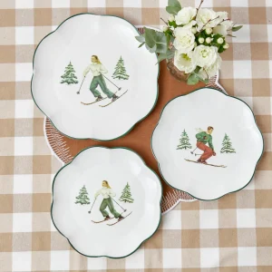 Hot Heidi & Hans Skier Dinner Plate (Set Of 4) Dinner Plates