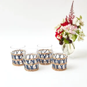 Shop Ink Raffia Water Glasses (Set Of 4) Glasses