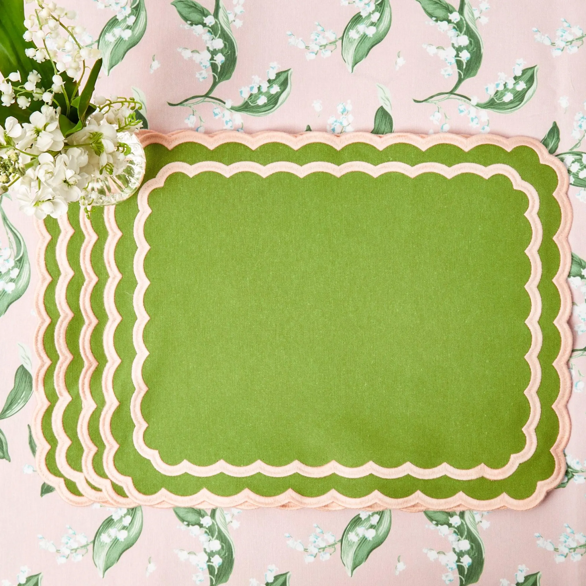 isla_green__pink_placemat_10.webp Flash Sale Isla Green & Pink Placemats & Napkins (Set Of 4) Table Linen Sets