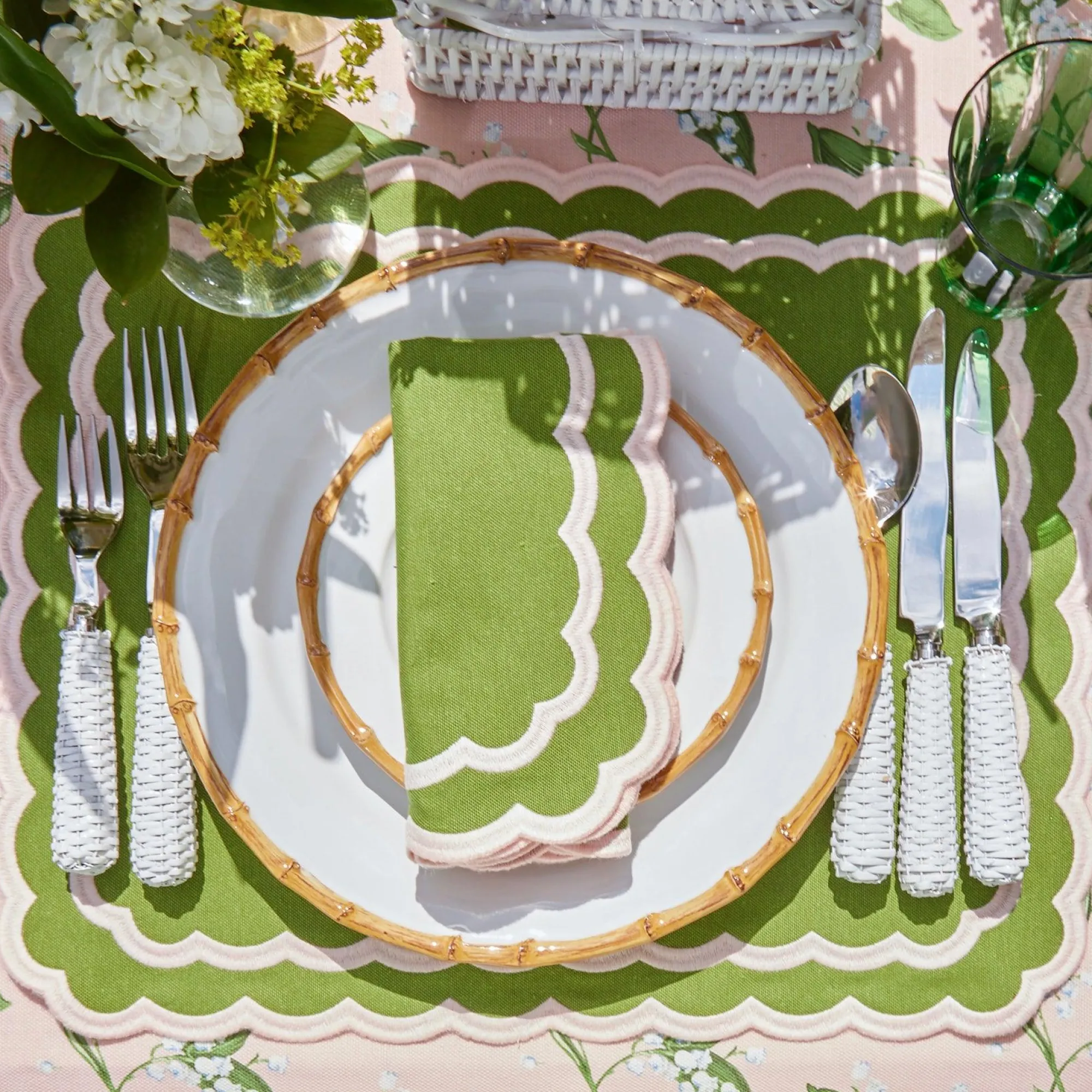 isla_green__pink_placemat_3.webp Flash Sale Isla Green & Pink Placemats & Napkins (Set Of 4) Table Linen Sets