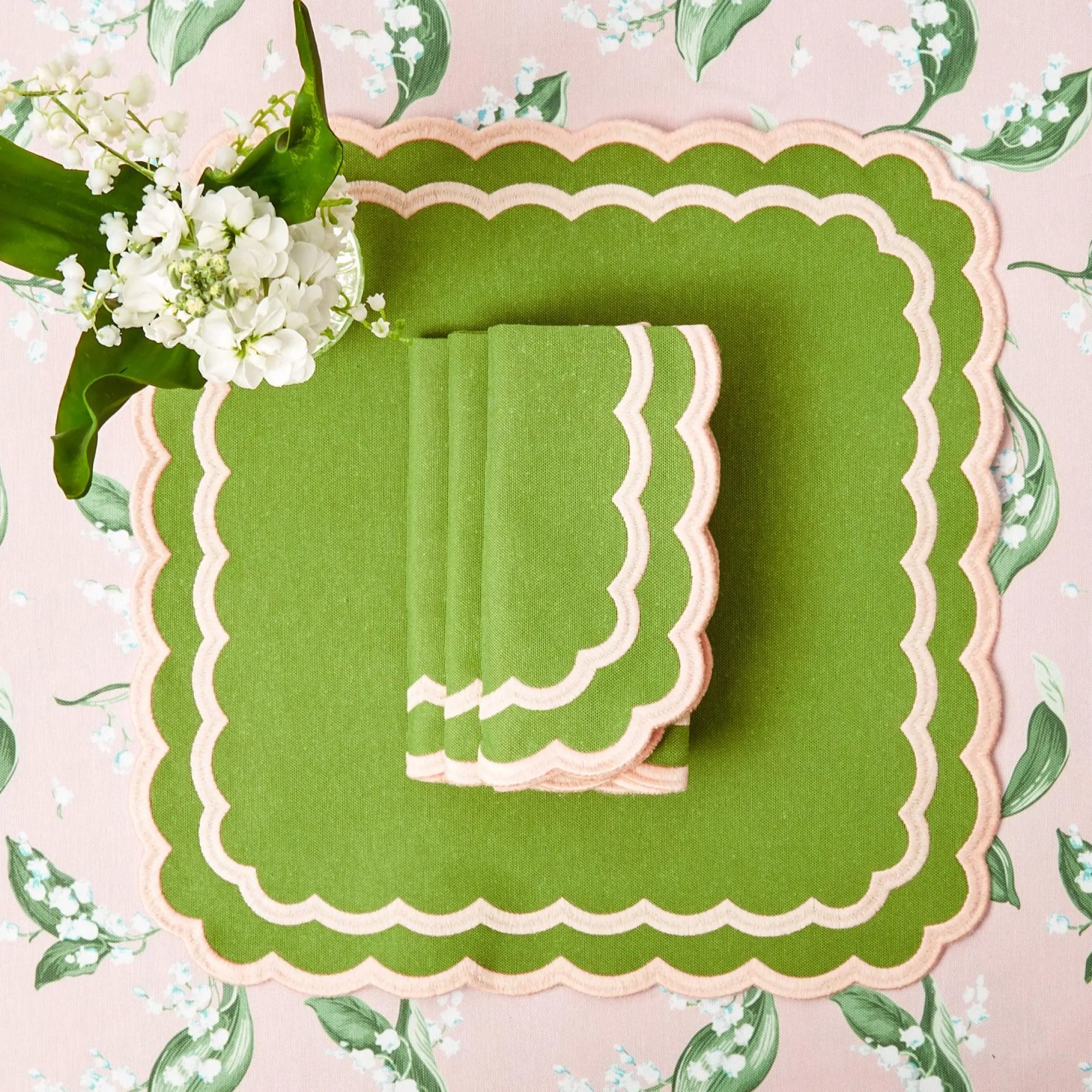 isla_green__pink_placemat_7.webp Flash Sale Isla Green & Pink Placemats & Napkins (Set Of 4) Table Linen Sets