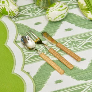 Cheap Light Brown Rattan Effect Childrens Cutlery (3 Piece) Cutlery Sets