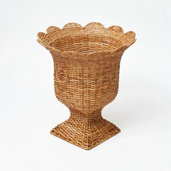 Chea Rathan Cheap Liliana Scalloped Rattan Urn Rattan Furniture - Enchanting Dining