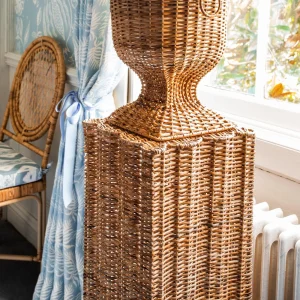 New Liliana Scalloped Rattan Pedestal And Urn Vases