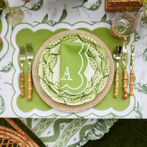 Hot Lily Of The Valley & Serena Green Applique Linen Set Table Linen Sets