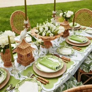 Hot Lily Of The Valley & Serena Green Applique Linen Set Table Linen Sets
