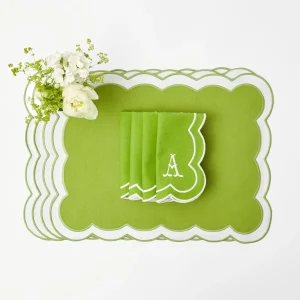 Hot Lily Of The Valley & Serena Green Applique Linen Set Table Linen Sets