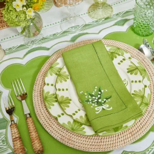 Shop Lily Of The Valley Green Linen Napkins (Set Of 4) Napkins