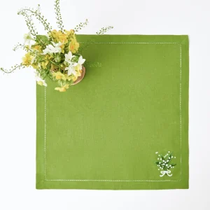 Shop Lily Of The Valley Green Linen Napkins (Set Of 4) Napkins