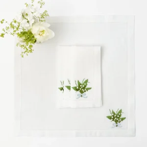 Online Lily Of The Valley White Linen Napkins (Set Of 4) Napkins