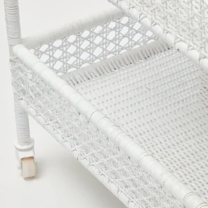 Fashion Lorenzo White Rattan Bar Cart Rattan Furniture