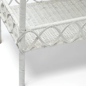 New Madeleine White Rattan Scalloped Console Table Tables