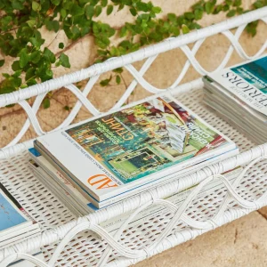 Hot Madeleine White Rattan Scalloped Console Table Rattan Furniture