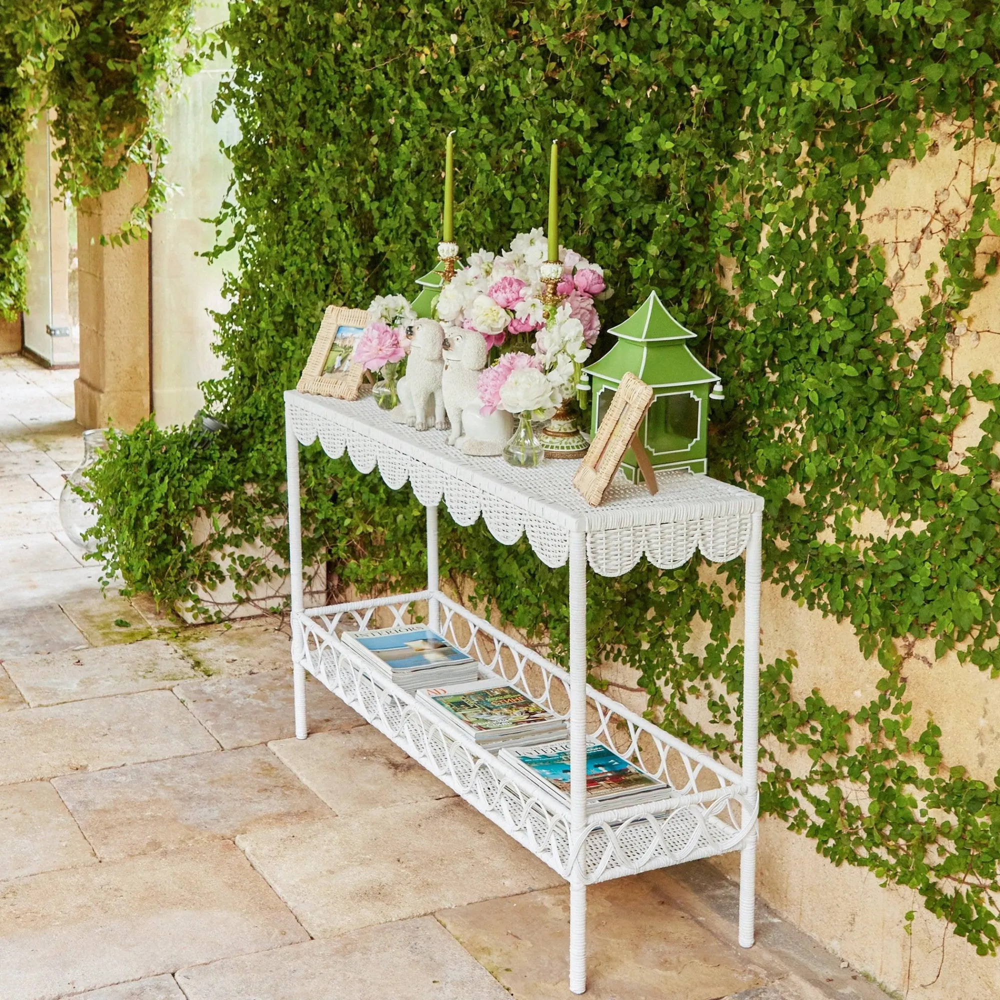 madeleine_white_rattan_sc_5.webp New Madeleine White Rattan Scalloped Console Table Tables
