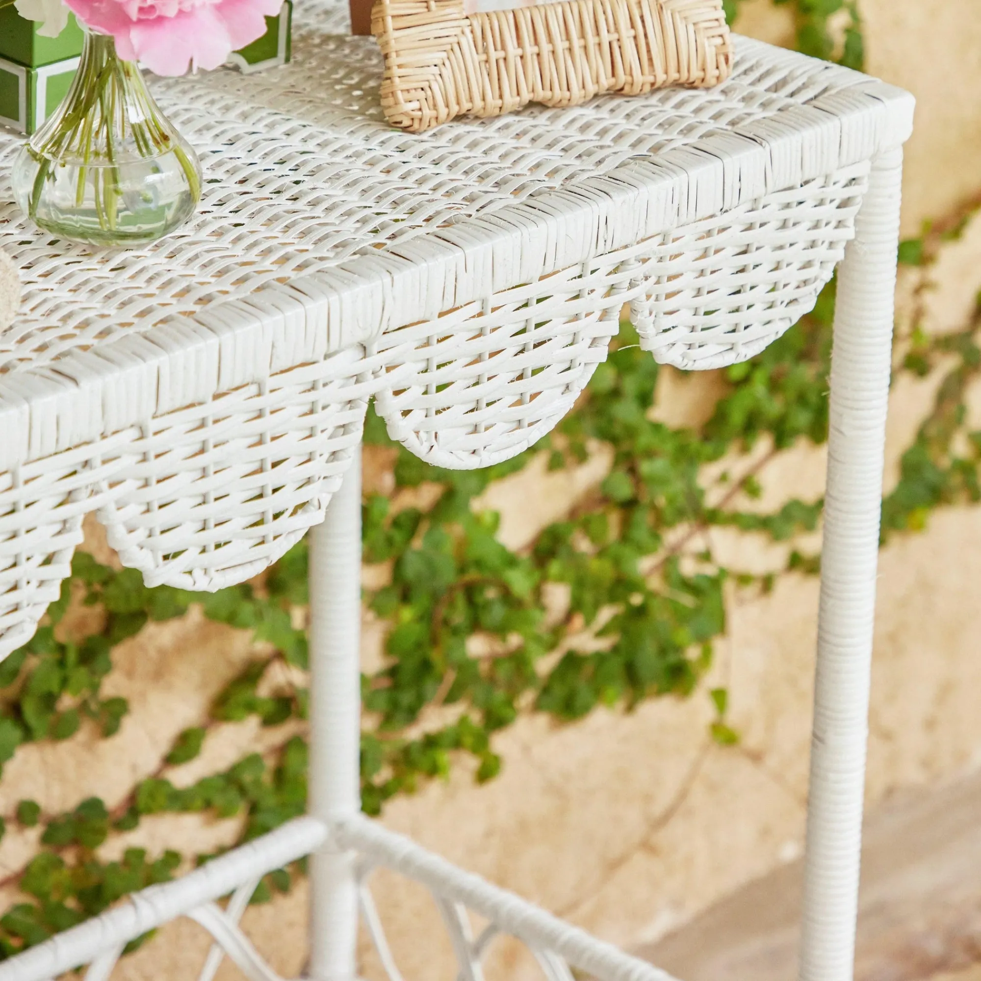 madeleine_white_rattan_sc_8.webp New Madeleine White Rattan Scalloped Console Table Tables