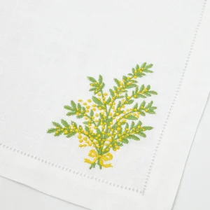 New Mimosa White Linen Placemats & Napkins (Set Of 4) Table Linen Sets