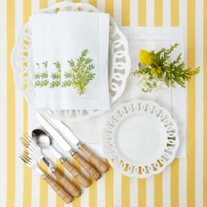 New Mimosa White Linen Placemats & Napkins (Set Of 4) Table Linen Sets