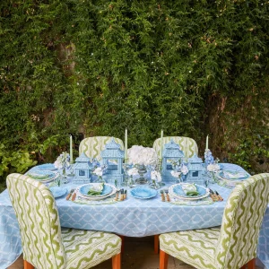 Hot Mini Blue Rattan Pagoda Lanterns (Pair) Candle Holders